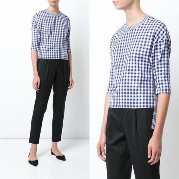 ROSETTA GETTY Gingham Blouse Womens Size 2 Picnic French Girl Cottage Retro Chic - Picture 12 of 12